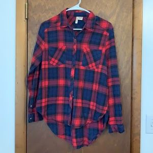 Red & blue plaid button up shirt